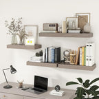 Deep Floating Shelves | 24 Inch Grey Floating Shelves Set of 2 | 12 Inch Deep Rustic Wood Shelves for Wall | 24" W x 12" D Gr