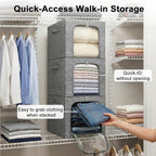 GoMaihe Clothes Storage Bin with Metal Frame: 6-Pack Stackable Closet Storage Bin with Lid & Clear Window, Sweater Boxes Stor