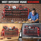 49.8" W Super Large Power Tool Organizer Wall Mount,4-Layer Heavy Duty Tool Storage with 18 Cordless Drill Holder,600 lb Capa