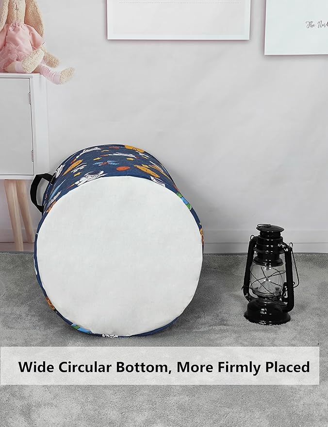 QUEENLALA Large Storage Basket,Laundry Hamper/Bathroom/Home Decor/Collapsible Round Storage Bin,Boys and Girls Hamper/Boxes/C