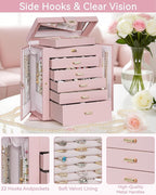AKOZLIN 360° Rotating Jewelry Box 6-Tier Organizer Functional Jewelry Storage Case for Women Girls Ring Necklace Earring Brac