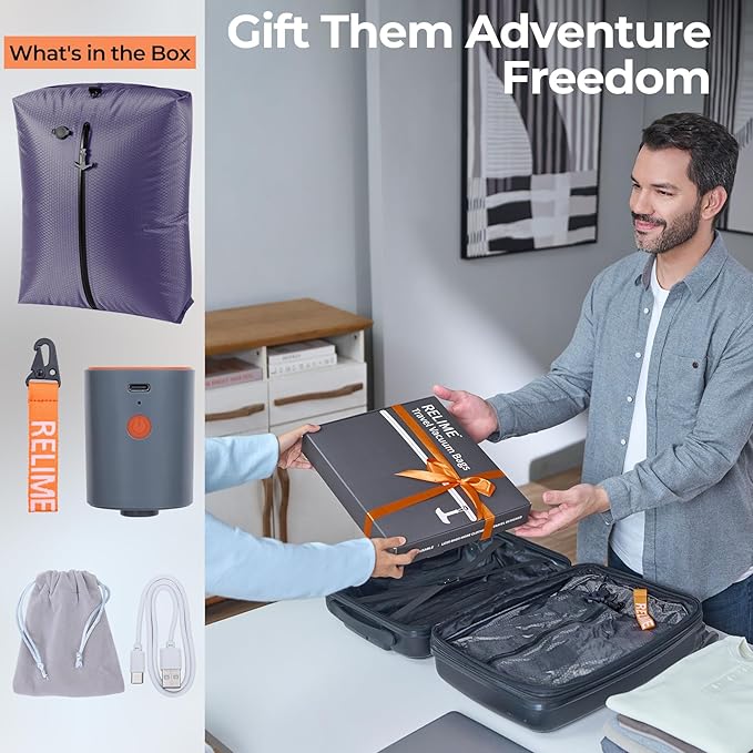 Relime Classic Series Vacuum Bags for Travel Luggage with Wireless Pump, Compression Bags for Carry On Suitcases and Backpack