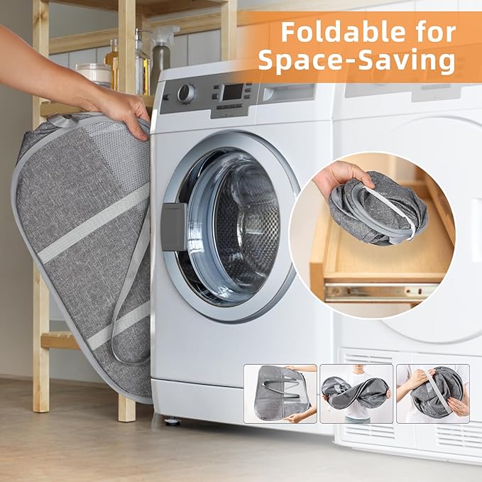 Collapsible Laundry Baskets with Easy Carry Handles, 95L Clothes Hamper for Storage, Foldable Laundry Basket Tear-proof, Larg