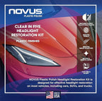 Novus Clear in Five Headlight Restoration Kit, 2 Ounce #1, 2, & 3 Bottles, Buffing Pad, Backing Pad Drill Attachment, 1,000 G