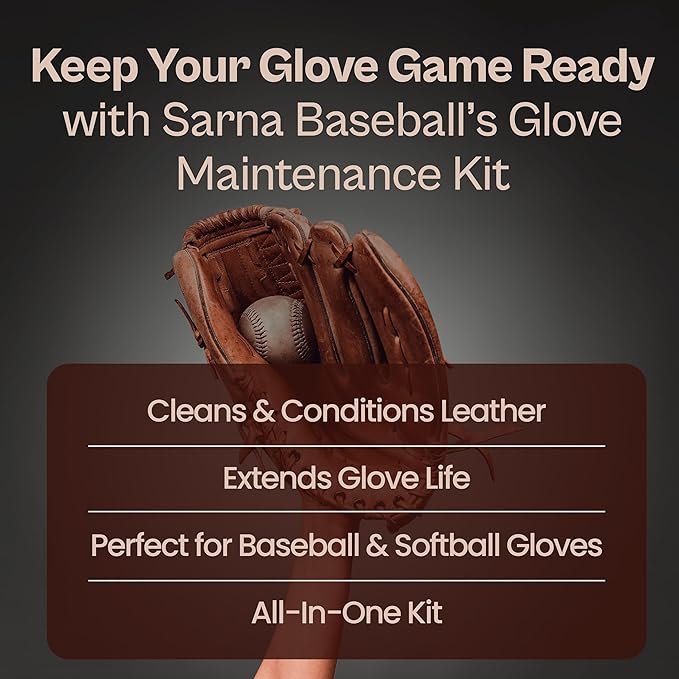 Glove Maintenance Kit, 5-Piece – Clean, Soften, & Break in Gloves Faster – Baseball Glove Cleaner, Conditioner, Brushes & Mic