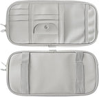 Da by Car Sun Visor Organizer, Multi-Pocket Visor Organizer Storage Pouch for Cars, SUVs & Trucks with Double Zippers, Elastic Bands & Glasses Clip - Organizes Essentials Keep Tidy (Cream Grey)