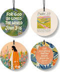 Jesus Christian Round Citrus Car Air Freshener 4 Pcs, Colorful Floral Religious Hanging Air Freshener for Cars Bathroom Dorm 