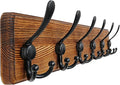 Dseap Coat Rack Wall Mounted - 24" Long 6 Tri Hooks, Heavy Duty Wooden Wall Coat Hanger Coat Hook for Clothes Hat Jacket Clot