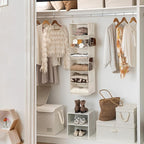 StorageWorks 6-Shelf Hanging Closet Organizer, Hanging Shelves for Closet, Fabric, Mixing of Beige, White & Ivory, 12" D x 12