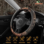 Mossy Oak Full Camo Steering Wheel Cover - Made from Premium Leather, Universal Fit for 14 1/2 to 15 inches - Official Licens