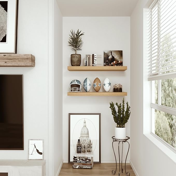 Vivelove Floating Shelves 24 inchs Long, Bathroom Shelves Over Toilet 9.1” Deep, Wall Mounted Wall Shelves for Bedroom, Livin
