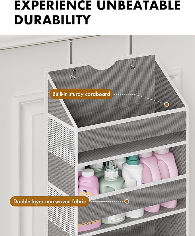 Over The Door Organizer, Hanging 6-Shelf Storage Organizer with 50lb Heavy Duty Perfect for Bathroom Closet Nursery Bedroom (