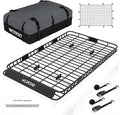 WILDROAD Roof Rack Cargo Basket, Upgraded 4” Fence Wide Car Roof Basket Combo, 84"x 50"x 4" Universal Roof Cargo Carrier Basket with Cargo Bag, Cargo Net and Ratchet Straps Fits for SUV Truck Cars
