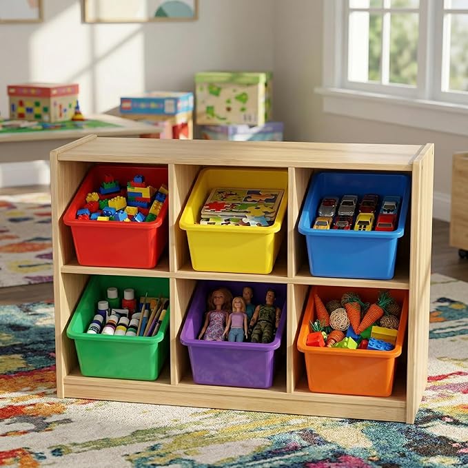 Nicunom 6 Pack Cubby Bin Storage Bins, Multi-Purpose Plastic Storage Bins Stackable Organizer Storage Cubbies for Home, Nurse