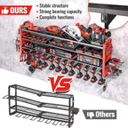 49.8" W Large Power Tool Organizer Wall Mount, Heavy Duty Tool Organizer with 14 cordless Drill Holder, 4 Layers Garage Organ