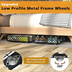 NADAMOO Large Under Bed Storage with Wheels, Low Profile Rolling Under Bed Storage Containers，Foldable Metal Under the Bed Or