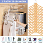Upgrade 9 Layers Pants Hangers Space Saving, 2 Pack Multifunctional Pants Rack Non Slip Stainless Steel Clothes Space Saver H
