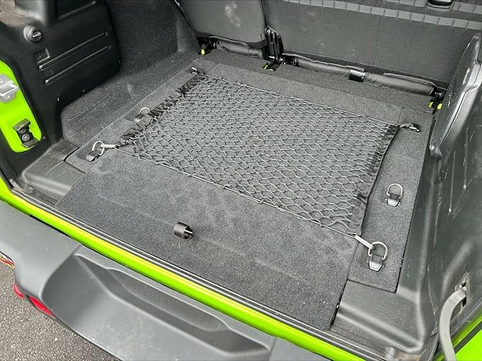 Rear Trunk Organizer Cargo Net for Jeep Wrangler 2018-2025 - ONLY for 4 Door Trims - Floor Style Web Mesh Cargo Net for SUV -