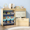 EXPERLAM Toy Storage Organizer for Kids, 9-Bin Toy Organizer with 2-Drawers,Movable Toy Chest and Top Rack, Kids Bookshelf an
