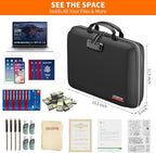 JUNDUN Fireproof Document Box with Lock & Shoulder Strap,Hard Shell Case Document Organizer with 13 Pockets Accordion File Or