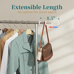 Simple Trending Standard Rod Clothing Garment Rack, Rolling Clothes Organizer on Wheels for Hanging Clothes, Chrome
