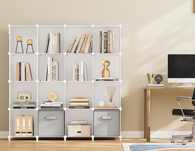 HOMIDEC Closet Organizers and Storage, 16 Cube Storage Organizer, Closet Organizer Bookshelf Cubes Shelves for Clothes, Bedro