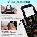 Car Garbage Bag Colorful Flowers and Green Fern Hanging Canvas Car Trash Bag Drawstring Car Back Seat Organizer for Car Back Front Seat Console with Adjustable Buckle