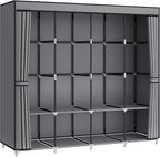 MOGELAFOO Portable Closet Wardrobe, 67-Inch Clothes Organizer with 4 Hanging Rods and 8 Shelves, Non-Woven Fabric Cover, Larg