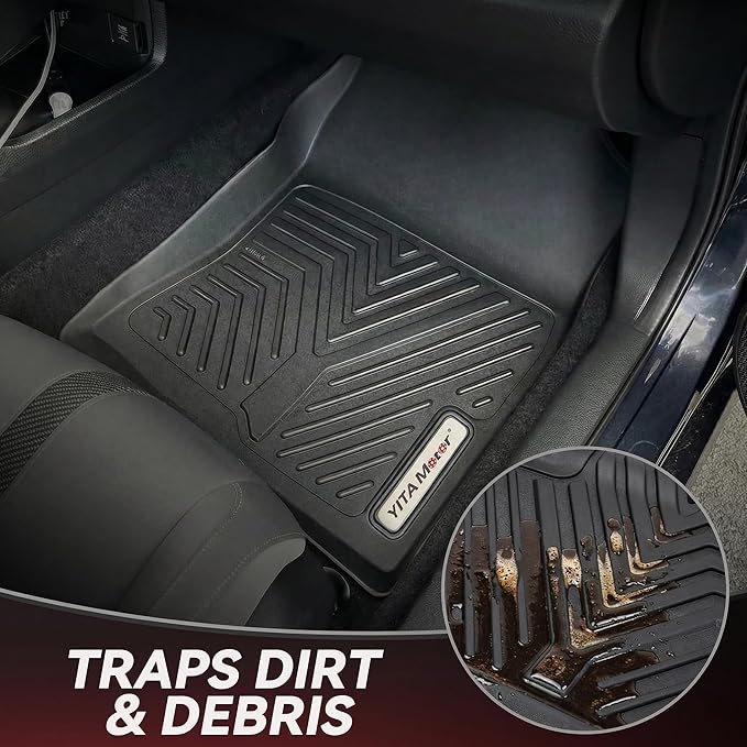 YITAMOTOR Floor Mats Fit for 2016-2021 Honda Civic Coupe/Sedan/Type R, 2017-2021 Honda Civic Hatchback, TPE All-Weather Custom Fit Floor Liners, Durable Anti-Slip Accessories, 1st & 2nd Row, Black