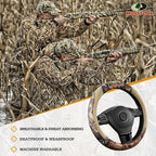 Mossy Oak Full Camo Steering Wheel Cover - Made from Premium Leather, Universal Fit for 14 1/2 to 15 inches - Official Licens