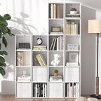 White Cube Shelf, 6 Cube Storage Organizer, 6-Tier Cube Storage Shelf, Freestanding Low Bookcase for Living Room Decor, Bedro