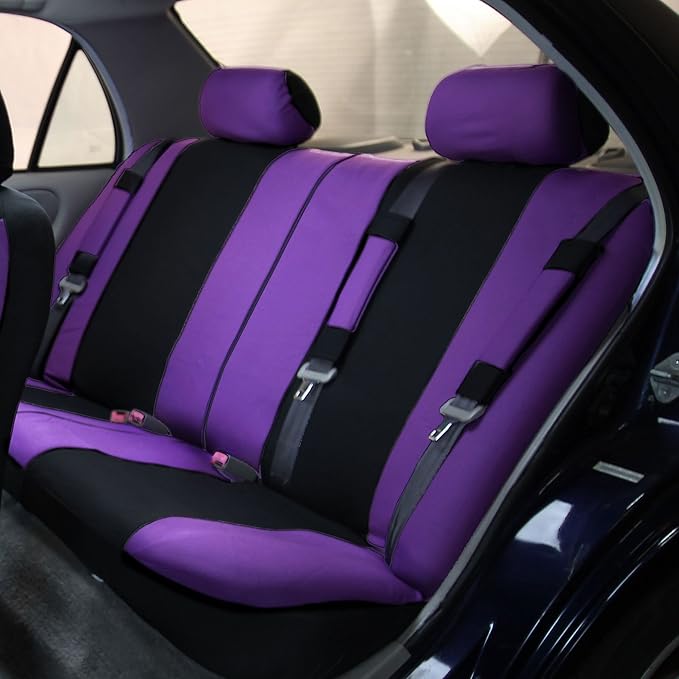 FH Group Light & Breezy Cloth Car Seat Covers, 7 Seater Three Row Set- Airbag & Split Ready -Universal for Cars Trucks and SU
