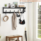 29'' Coat Rack Wall Mount with Shelf, Coat Hanger Wall Mount with Key Hooks and Mail Holder, Wood Entryway Floating Shelf wit