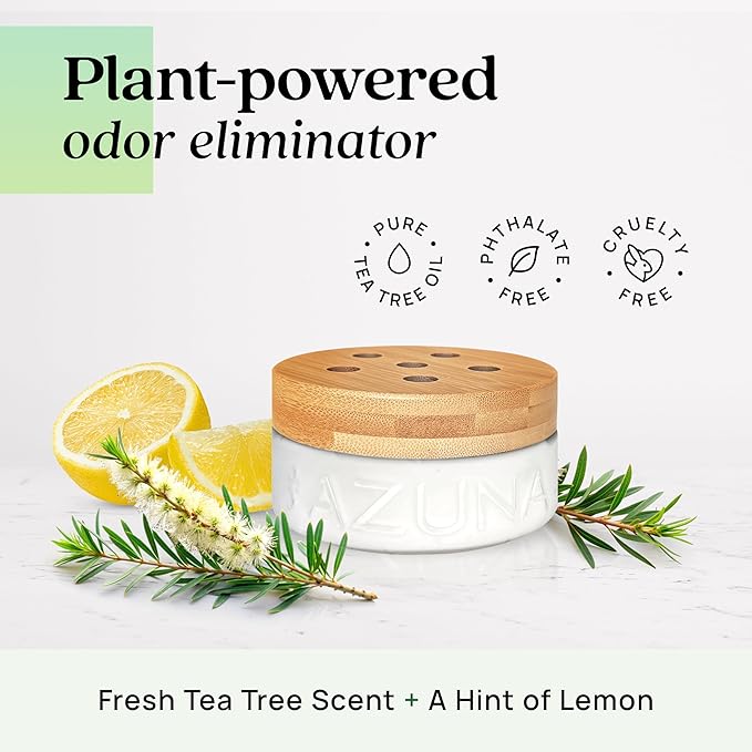 Azuna Air Freshener & Odor Eliminator for Strong Odor | 2 Room Kit Includes (2) 8 oz. Empty Luxe Glass Jars & 12 oz | Refill 
