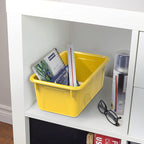 Storex Small Cubby Bins, Pack of 5, 12.2 x 7.8 x 5.1 Inches, Yellow (62410U05C)