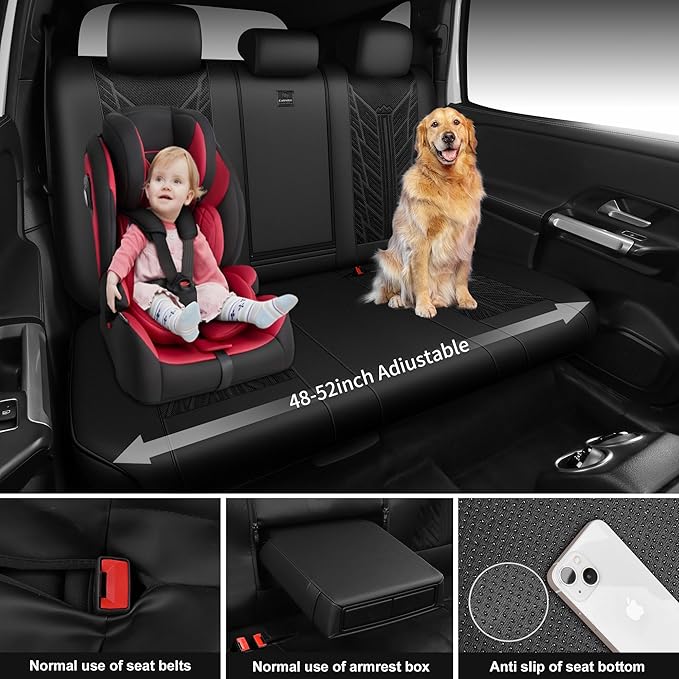 CAR PASS Leather Oxford Car Seat Covers Full Set,Heavy Duty Car Seat Covers Waterproof,Universal Fit for Trucks SUV Sedan Mos