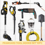 Heavy Duty Pegboard Hooks 10PC - Black Peg Board Hooks for Hanging Tools, Drill Holder, Only Fits 1/4" Peg Board, Ideal for g