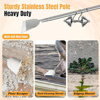 Floor Scraper Long Handle Stainless Steel, Multifunctional Cleaning Shovels with Flat Head, Moss Plaster Wall Putty Shingle Removal Tool, Ice Scraper, Snow Shovel for Driveway-Heavy Duty