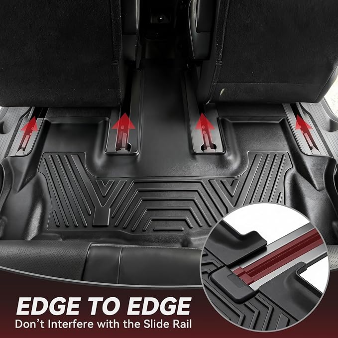 YITAMOTOR Floor Mats for Ford Expedition 2018-2024 7-Seater (Not for Max Model), Custom Fit All Weather TPE Mat, 18-24 Ford Expedition 7 Seats Accessories Floor Liners Full Set, Backrest & Cargo Liner