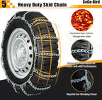 Heavy Duty Snow Chains Tire Chains for Truck & Light Truck, Durable High Carbon Steel Anti-Slip Design, Set of 2 (220295)