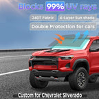 Sun Shade Sunshade for Chevrolet Silverado 1500 2014-2019 Windshield Cover, 4-Layers Sun Shield 250T Sun Visor for Chevy Silverado 1500 Regular Cab, Crew Cab, Double Cab 2Dr 4Dr Window Shade