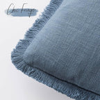 Foindtower Set of 2 Decorative Linen Fringe Throw Pillow Covers Cozy Boho Farmhouse Cushion Cover with Tassels Soft Accent Pi