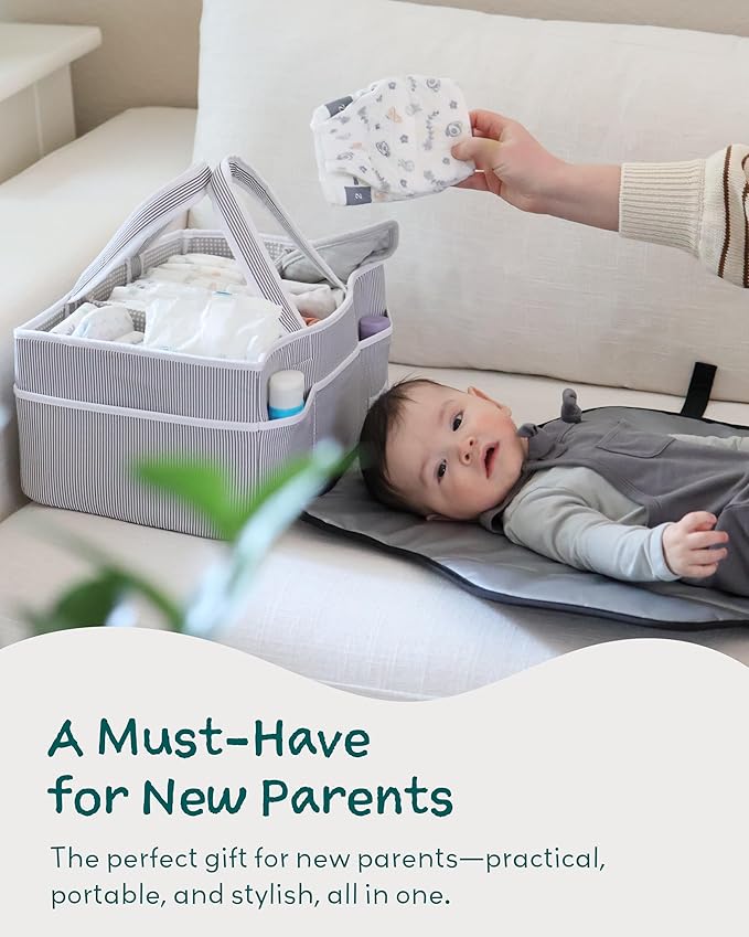 Lily Miles Baby Diaper Caddy Organizer, Baby Shower Basket for Newborn Boys or Girls, Nursery Must Haves for New Mom, Registr