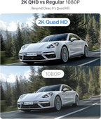 KAWA 2K Dash Cam for Cars with Voice Control - Stealth Display Tiny Dashcam Front Included 32GB Micro SD Card, Super Night Vi