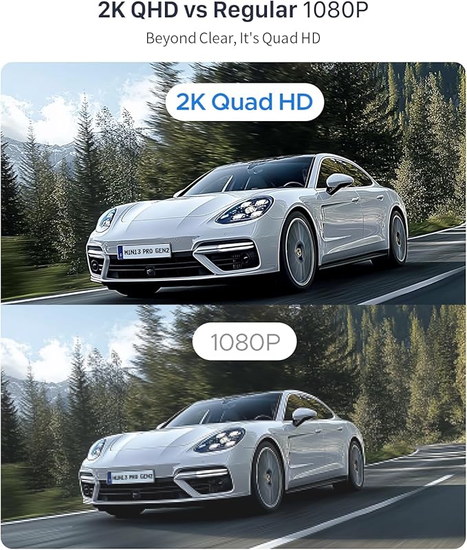 KAWA 2K Dash Cam for Cars with Voice Control - Stealth Display Tiny Dashcam Front Included 32GB Micro SD Card, Super Night Vi