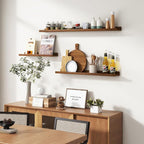 Picture Ledge Wall Shelves 36 inches Width Set of 3, Solid Pine Wood Rustic Floating Ledge Shelves for Wall for Kids' Room Be