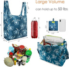 BeeGreen Animals Reusable Grocery Bags Turtle Peguins Flamingo Octopus Reusable Kitchen Bags Bulk Foldable-Machine Washable with Zipper Storage Pouch 6 Packs