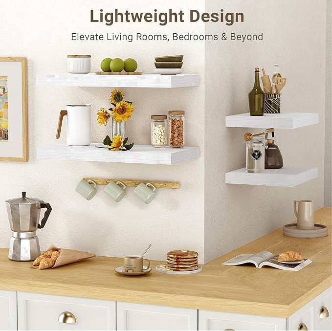 Vivelove 10 in Deep Floating Shelves for Wall, 16" x 10.2" x 1.5" Shelves for Room Wall Mounted, 1.5 Inch Thick Shelf for Bat