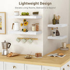 Vivelove 10 in Deep Floating Shelves for Wall, 16" x 10.2" x 1.5" Shelves for Room Wall Mounted, 1.5 Inch Thick Shelf for Bat