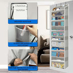 over the door organizer, Solid Bamboo Board (Not Plastic!) 6-Tier Heavy Duty 75LB, 12 Side Pockets, 3 Reinforced Hooks & Anti